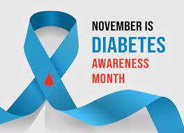 blue ribbon for Diabetes Awareness Month