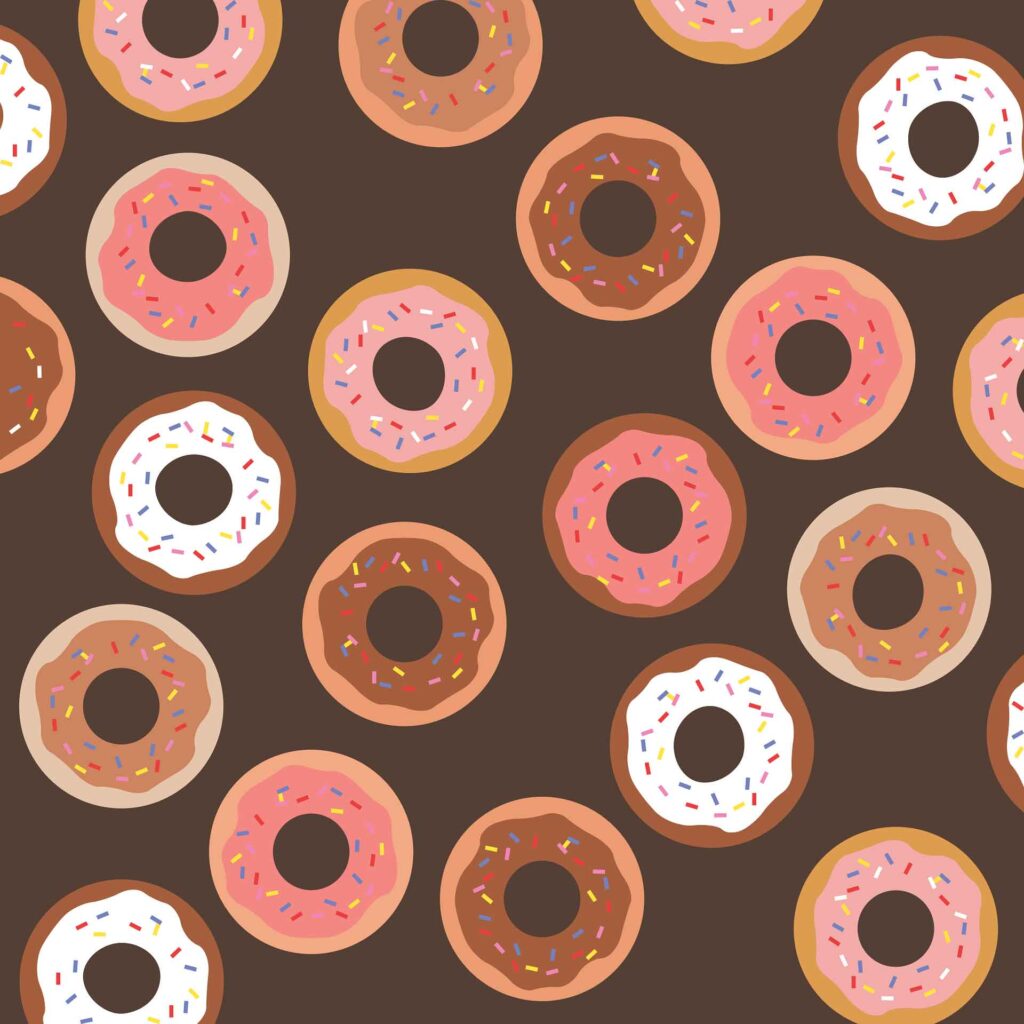 pink and brown frosted donut graphic