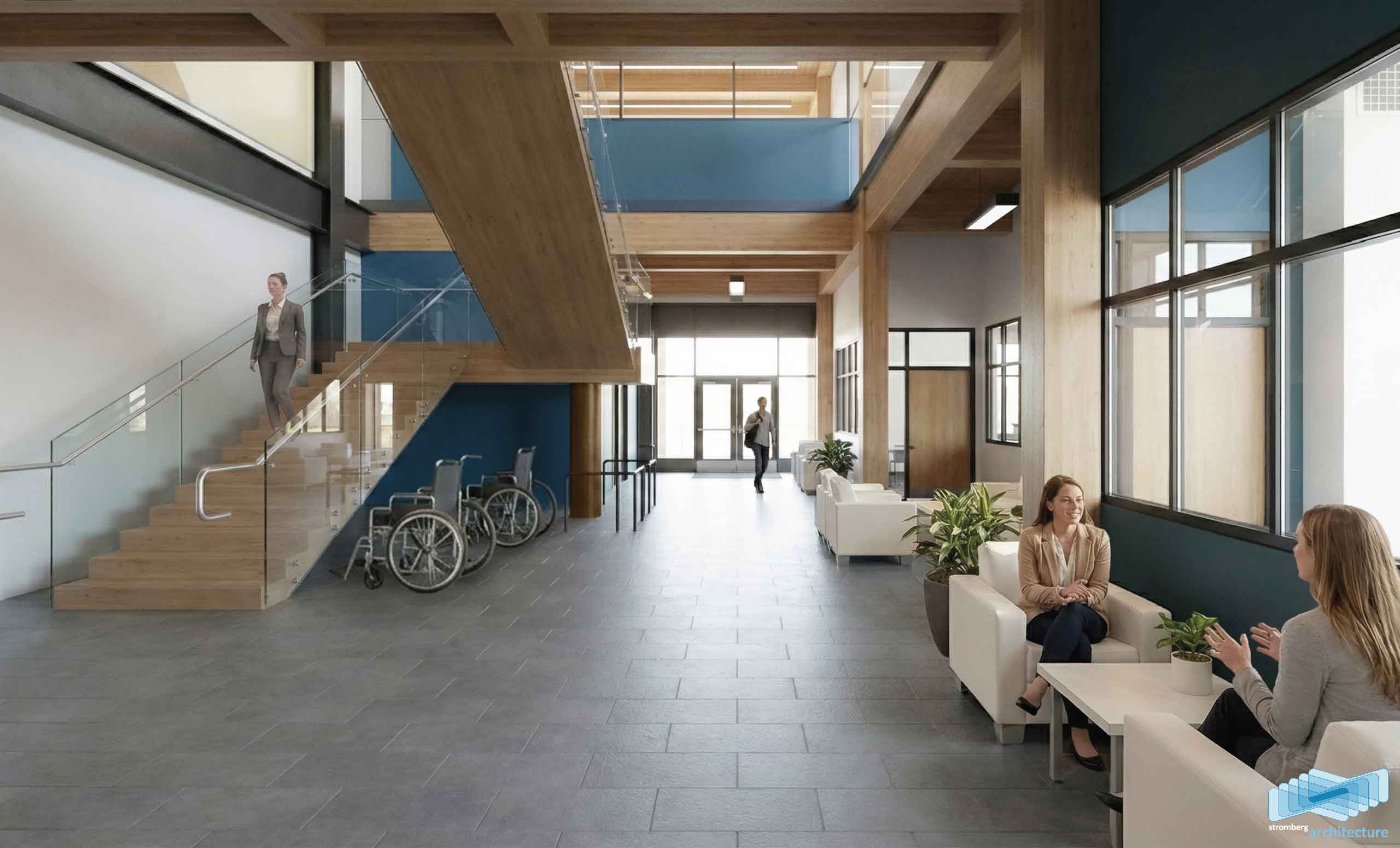 New AVH Health and Wellness Center interior 1st floor looking east